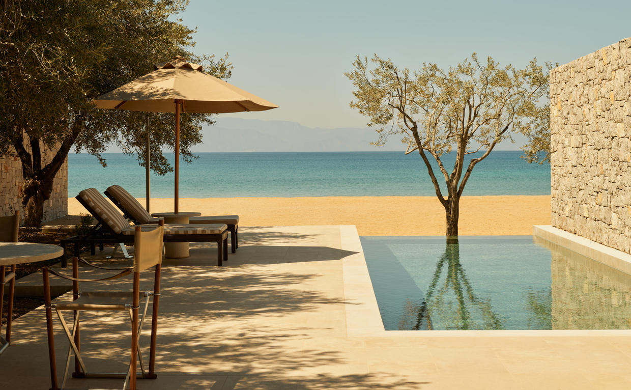 Amanzoe, Greece - Accommodation and Experience, Beach Club Cabana