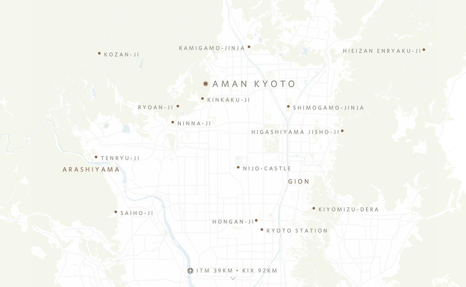 Aman map, Aman Kyoto, Getting here