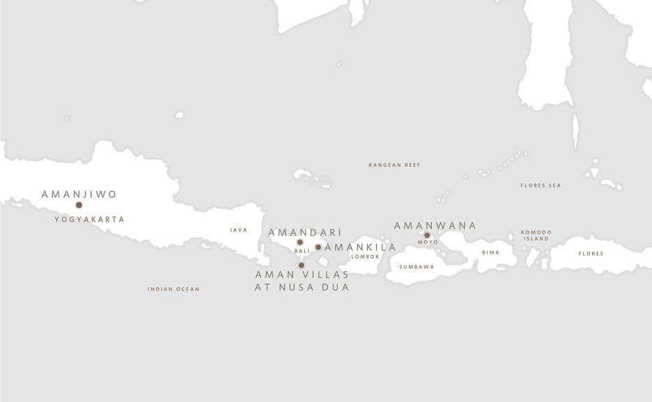 Aman map, Indonesia, Getting here